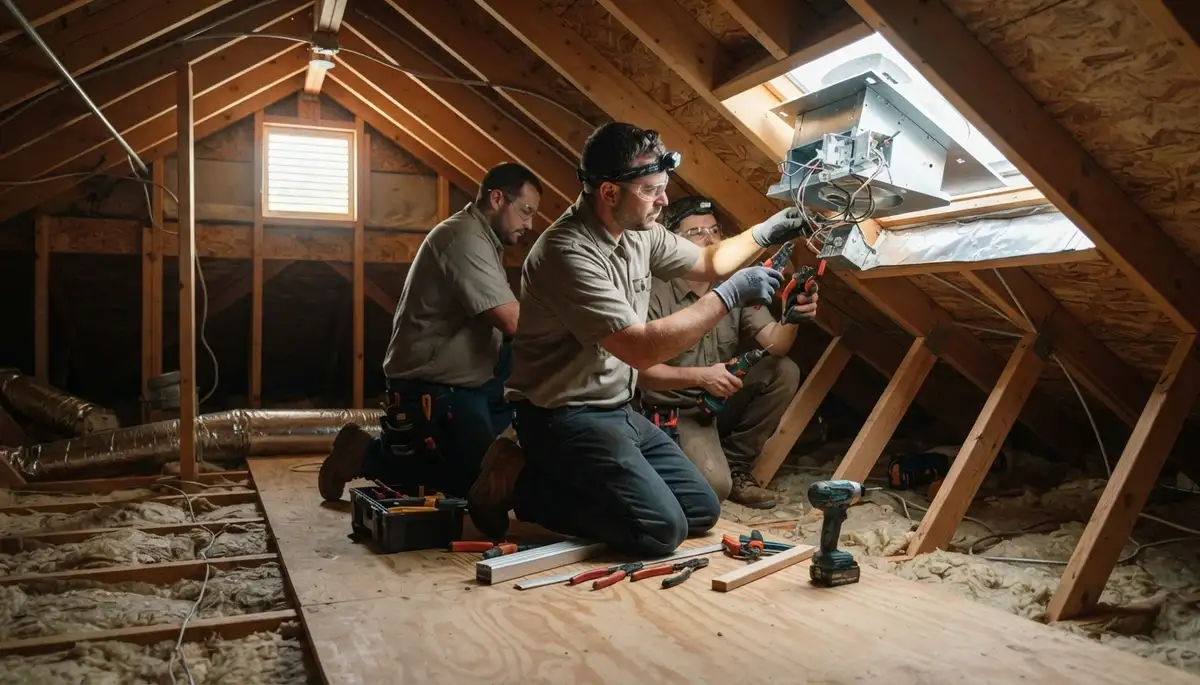 Attic fan installation by a Seattle, WA electrician in a residential home