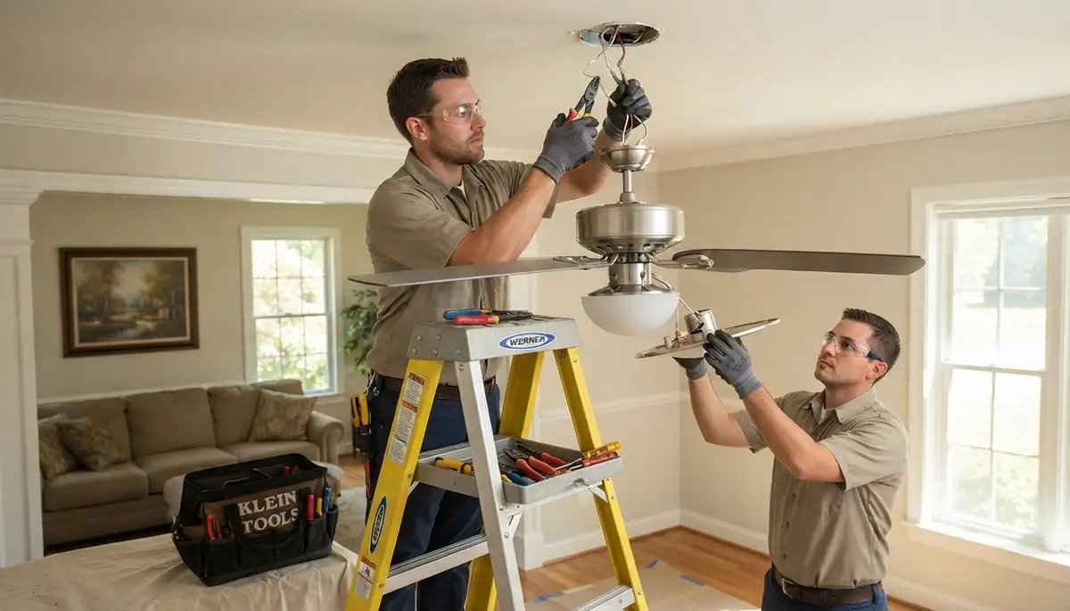 Ceiling fan installation service for older Seattle, WA homes by a licensed electrician