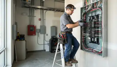 Seattle electrician inspecting electrical wiring in an older home during a residential service visit