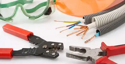 Electrical wiring repair with professional tools and safety equipment in Kenmore, WA