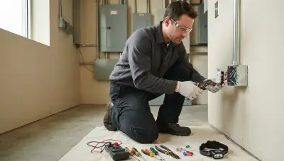 GFC outlet installation and upgrade by an electrician in a Seattle, WA home near a sink