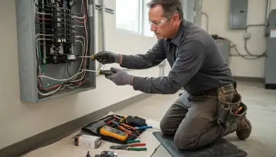 Seattle, WA electrician inspecting GFCI circuits and repairing outdated electrical wiring