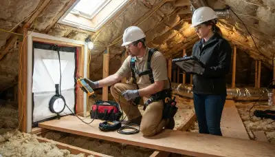 Seattle electrician conducting a home energy audit of an electrical panel and circuits in a Seattle, WA home