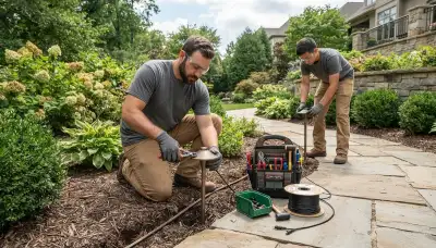 Landscape lighting installation by a Seattle, WA electrician for residential outdoor spaces