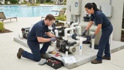 Electrician wiring a pool pump for a Seattle, WA home outdoor circuit