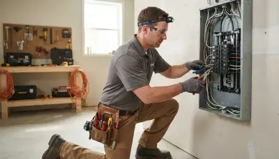 Residential electrician inspecting an electrical panel in a Seattle, WA home | On Call Electrical