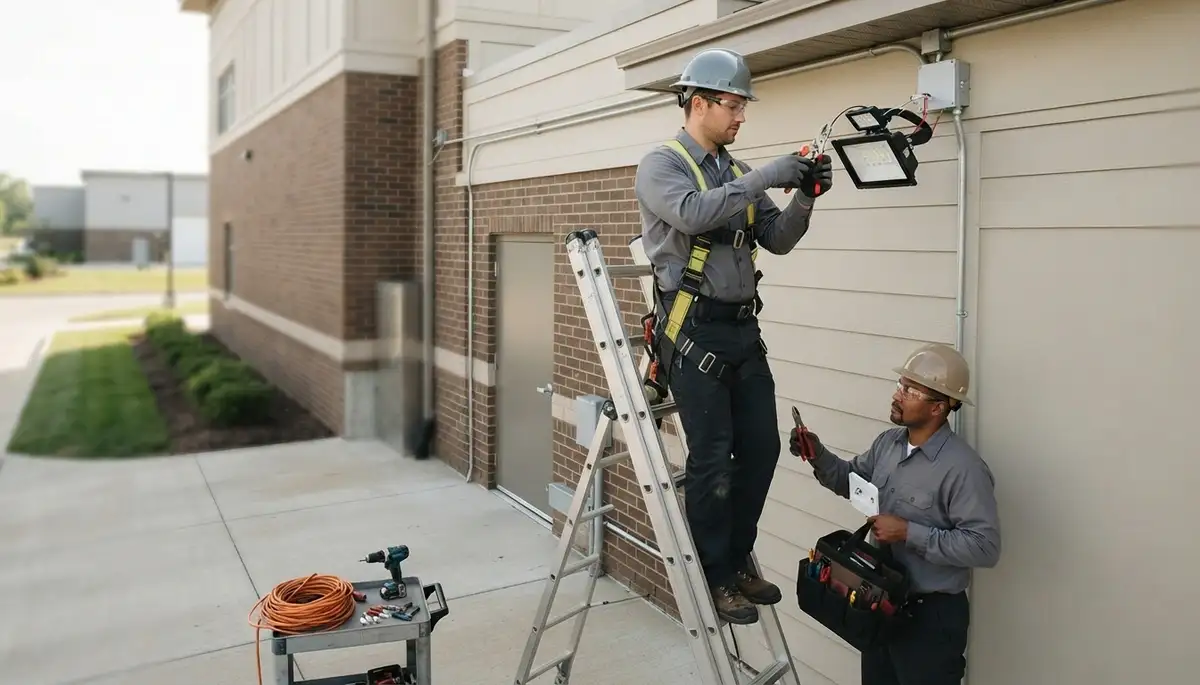 Seattle, WA electrician providing outdoor security light installation for residential homes